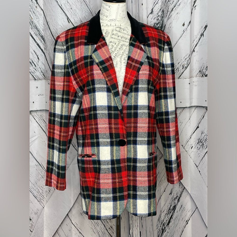 Vintage 90’s Fundamental Things Tartan Plaid Blazer 12P